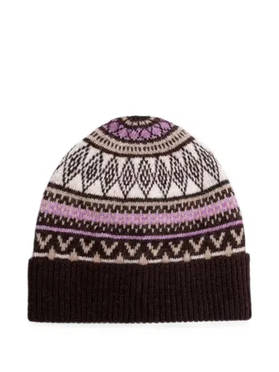 Marc O'polo Jacquard-knit Beanie Hat In Brown