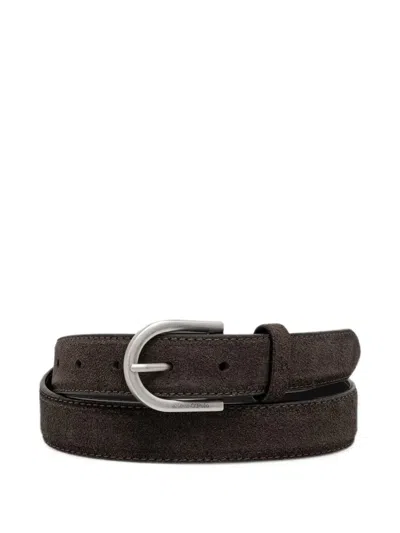 Marc O'polo Jill Suede-finish Buckle-fastening Belt In Brown