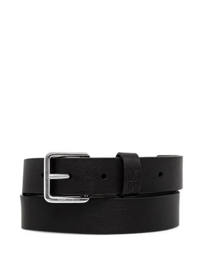 Marc O'polo Junna Logo-engraved Leather Belt In Black