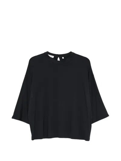 Marc O'polo Keyhole-detail Wide-sleeve T-shirt In Black