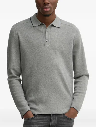 Marc O'polo Knitted Polo Shirt In Gray