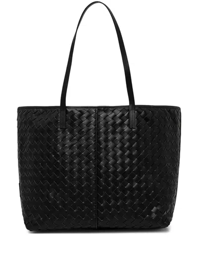 Marc O'polo Large Woven Leather Tote Bag In Black