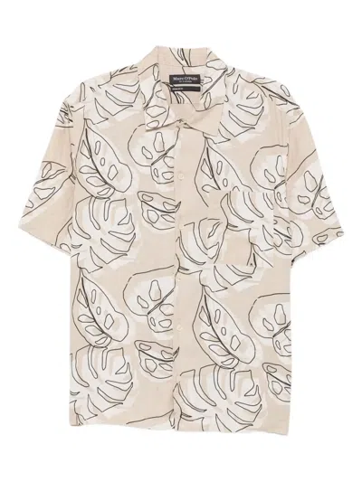 Marc O'polo Leaf-print Button-fastening Shirt In Neutral