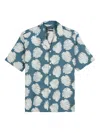 Marc O'polo Leaf-print Short-sleeves Shirt In Blue