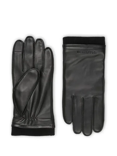 Marc O'polo Leather Gloves In Black