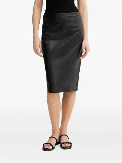 Marc O'polo Leather Pencil Skirt In Black