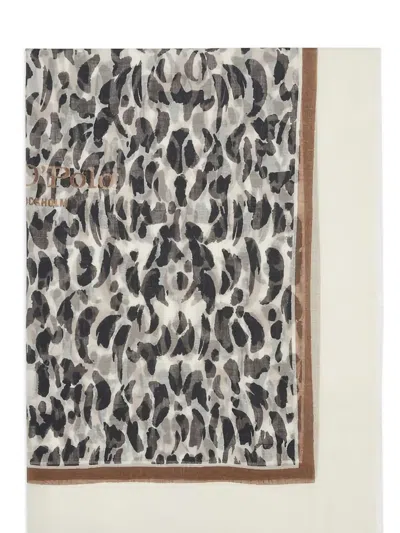 Marc O'polo Leopard-print Fringed Scarf In Black