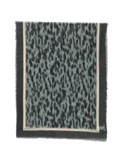 Marc O'polo Leopard-print Fringed Scarf In Multi