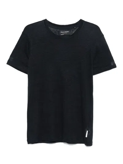 Marc O'polo Linen Round-neck T-shirt In Blue