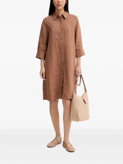 Marc O'polo Linen Shirt Mini Dress In Brown