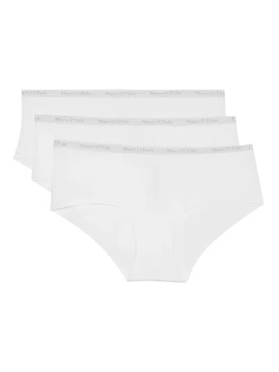 Marc O'polo Logo-band Briefs (pack Of Three) In White