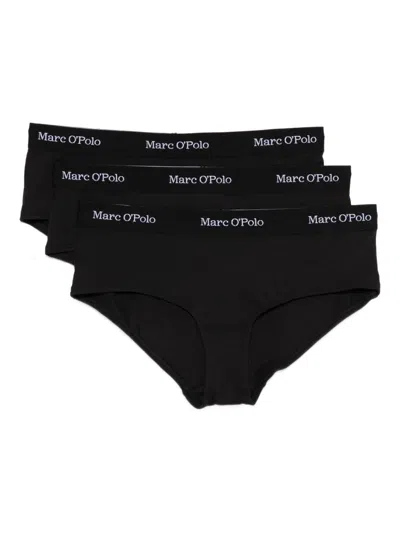 Marc O'polo Logo Briefs (pack Of Three) In Black