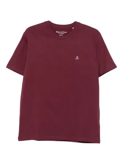 Marc O'polo Logo-embroidered Crew-neck T-shirt In Red