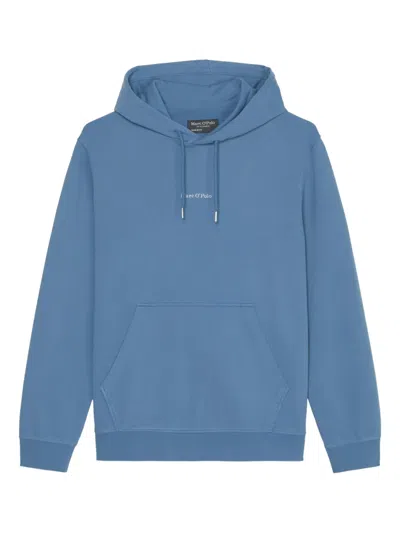Marc O'polo Logo-embroidered Hoodie In Blue