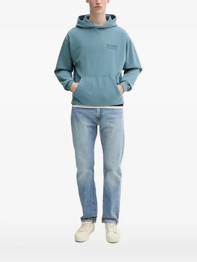 Marc O'polo Logo-embroidered Hoodie In Blue