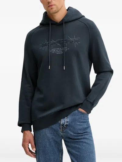 Marc O'polo Logo-embroidered Hoodie In Blue