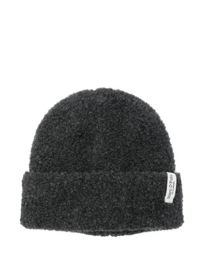 Marc O'polo Logo-patch Beanie Hat In Gray
