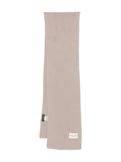 Marc O'polo Logo-patch Ribbed Scarf In Brown