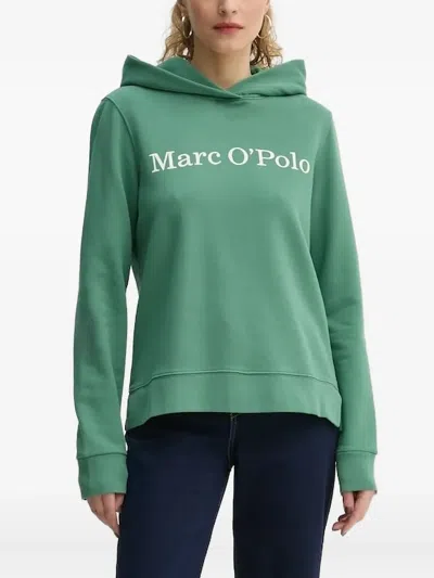 Marc O'polo Logo-print Long-sleeve Hoodie In Green