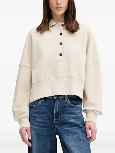Marc O'polo Logo-embroidered Button-up Sweater In Neutral