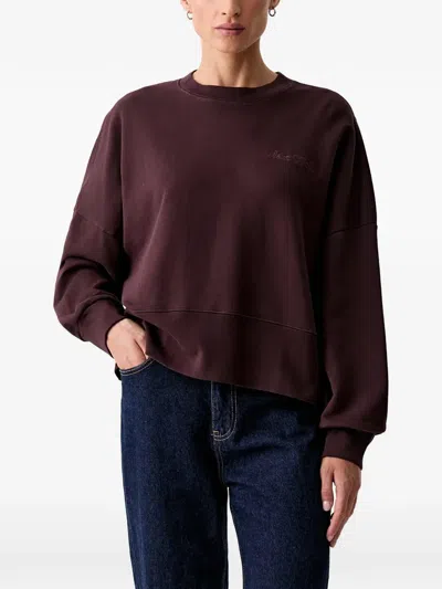 Marc O'polo Logo-embroidered Drop-shoulder Sweatshirt In Red