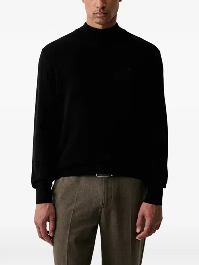 Marc O'polo Logo-embroidered High-neck Sweater In Black