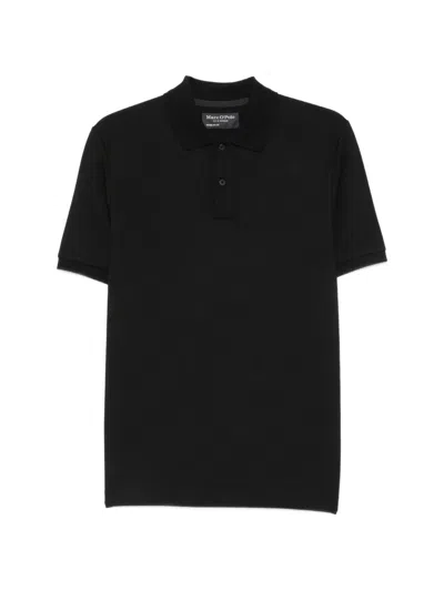 Marc O'polo Logo-embroidered Piqué Polo Shirt In Black