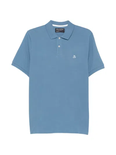 Marc O'polo Logo-embroidered Piqué Polo Shirt In Blue