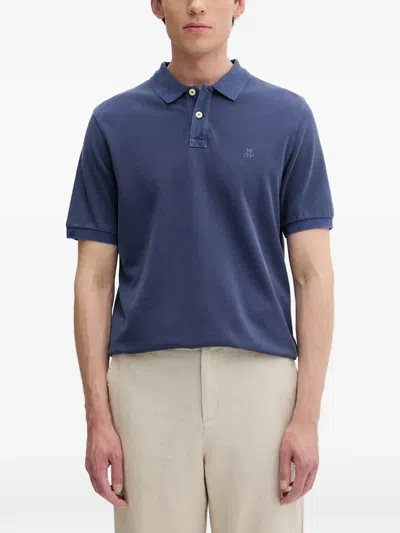 Marc O'polo Logo-embroidered Piqué Polo Shirt In Blue