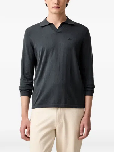 Marc O'polo Logo-embroidered Polo-collar Sweater In Grey
