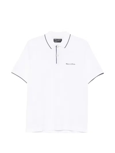Marc O'polo Logo-embroidered Tipped Polo Shirt In White