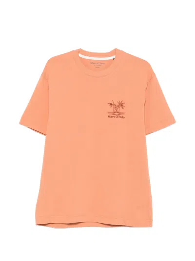Marc O'polo Logo-embroidered T-shirt In Orange