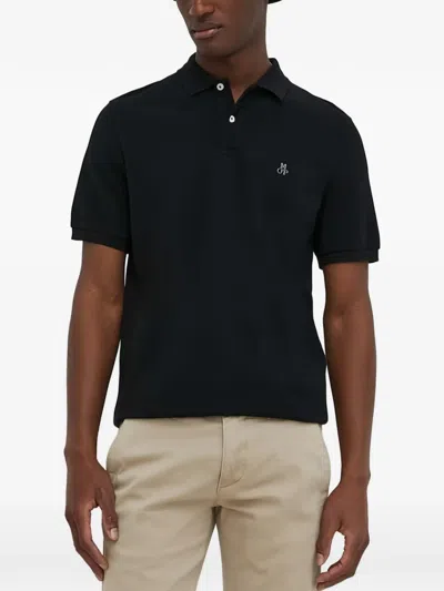 Marc O'polo Logo-embroidery Short-sleeves Polo Shirt In Black