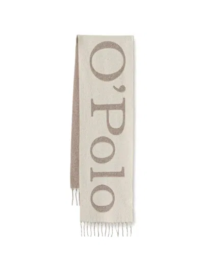 Marc O'polo Logo-intarsia Fringed Scarf In Neutral