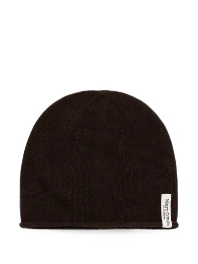 Marc O'polo Logo-patch Knitted Beanie Hat And Neckerchief Set In Black