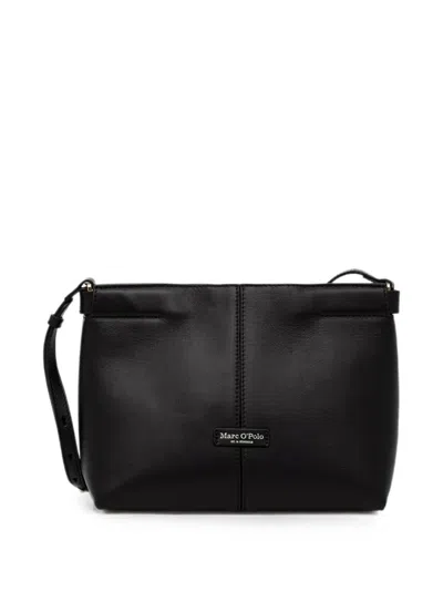 Marc O'polo Logo-patch Leather Tote Bag In Black