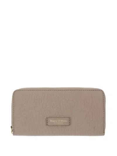 Marc O'polo Logo-patch Pebbled-effect Wallet In Brown
