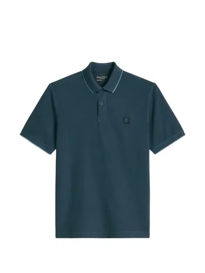 Marc O'polo Logo-patch Piqué Polo Shirt In Blue