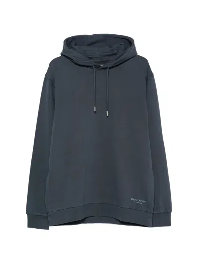 Marc O'polo Logo-print Drawstring Hoodie In Blue