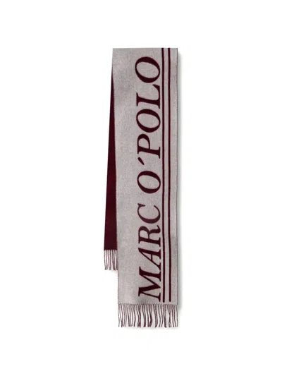 Marc O'polo Logo-print Fringed Scarf In Grau