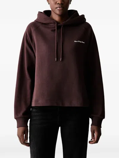 Marc O'polo Logo-print Hoodie In Brown
