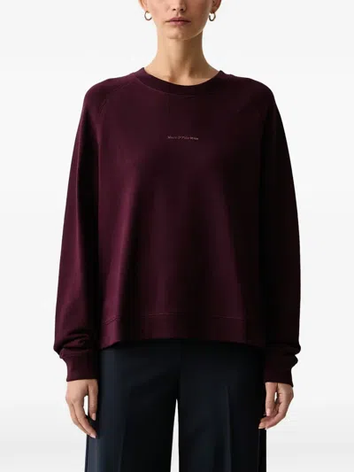 Marc O'polo Logo-print Raglan-sleeve Sweatshirt In Burgundy