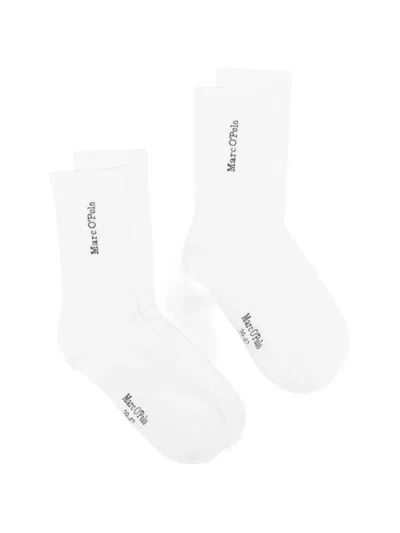 Marc O'polo Logo-print Ribbed Socks (set Of Four) In White