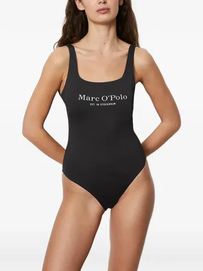 Marc O'polo Logo-print Scoop-neck Swimsuit In Black