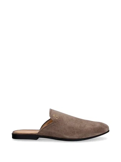 Marc O'polo Logo-print Suede Slides In Brown
