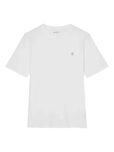 Marc O'polo Embroidered-logo Cotton T-shirt In White