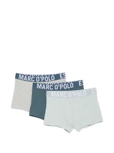 Marc O'polo Logo-waistband Boxers (set Of Three) In Blue