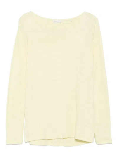 Marc O'polo Long-sleeve Boat-neck T-shirt In Yellow
