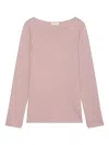 Marc O'polo Long-sleeve Boat-neck Top In Pink