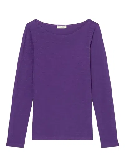 Marc O'polo Long-sleeve Boat-neck Top In Purple